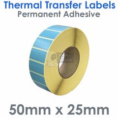 50mm x 25mm blue thermal transfer labels
