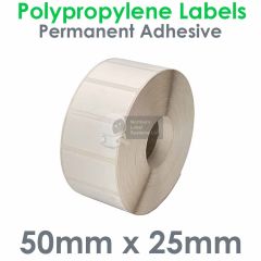 50mm x 25mm matt white polypropylene labels