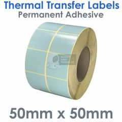 50mm x 50mm blue 2 across paper labels on large roll
