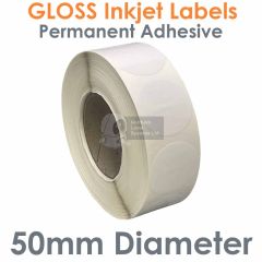 50mm Diameter Gloss Paper Inkjet Labels