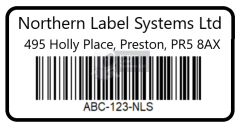 Barcode Labels with Text, 50mm x 25mm, Gloss White Polypropylene Label, Permanent Adhesive, 1,000 per roll