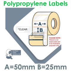 Clear Over labels 50mm x 25mm