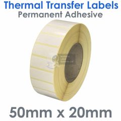 50mm x 20mm paper labels on a large roll