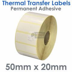 50mm x 20mm paper labels on a 25mm core
