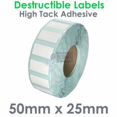 50mm x 25mm Destructible Labels on a large roll