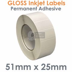 51mm x 25mm Gloss Paper Inkjet Labels