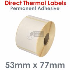53mm x 77mm labels direct thermal on 25mm core