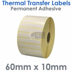 60mm x 10mm thermal transfer labels