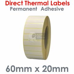 60mm x 20mm direct thermal labels on 76mm core