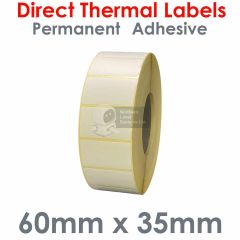 60mm x 35mm direct thermal labels on 76mm core
