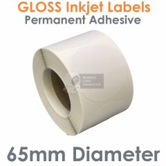 65mm Diameter Gloss Inkjet Labels