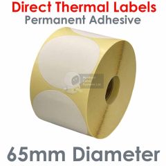 65mm diameter direct thermal labels