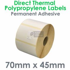 70mm x 45mm direct thermal polypropylene labels