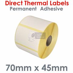 70mm x 45mm direct thermal labels on 25mm cores
