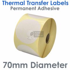 70mm diameter thermal transfer labels