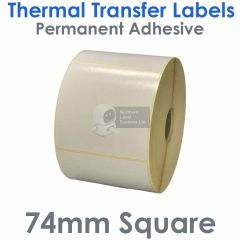 74mm x 74mm square thermal transfer labels