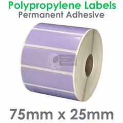 Lilac polypropylene labels 75mm x 25mm