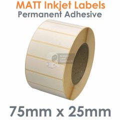 75mm x 25mm Matt Paper Colour Inkjet Labels on a large roll