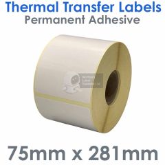 75m x 281mm thermal transfer labels