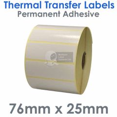 76mm x 25mm thermal transfer labels