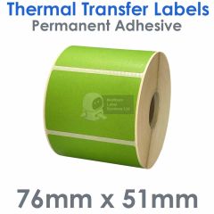 Green thermal transfer labels 76mm x 51mm