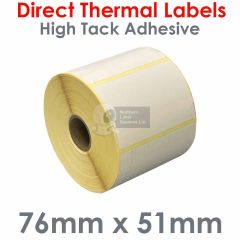 High Tack Adhesive labels 76mm x 51mm direct thermal