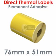 Yellow 76mm x 51mm Direct Thermal Labels