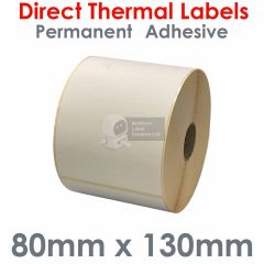 80mm x 130mm direct thermal labels on 25mm core