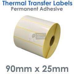 90mm x 25mm thermal transfer labels