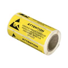 Attention warning 75mm x 25mm Gloss Yellow Labels