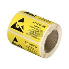 Attention warning 50mm x 25mm Gloss Yellow Labels