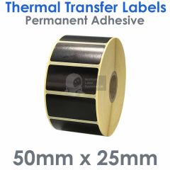 Black labels 50mm x 25mm thermal transfer