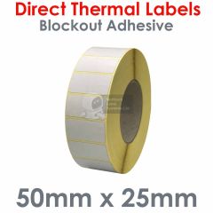 Blockout labels direct thermal 50mm x 25mm