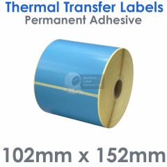 Blue 102mm x 152mm thermal transfer labels
