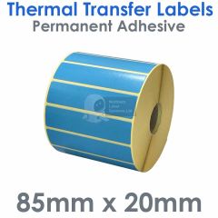 Blue labels 85mm x 20mm thermal transfer