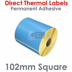 Blue labels 102mm x 102mm direct thermal