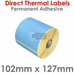Blue labels 102mm x 127mm direct thermal