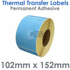 Blue labels 102mm x 152mm thermal transfer