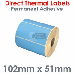 Blue labels 102mm x 51mm direct thermal