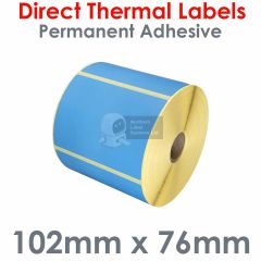 Blue labels 102mm x 76mm direct thermal