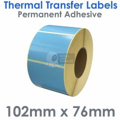 Blue labels 102mm x 76mm thermal transfer