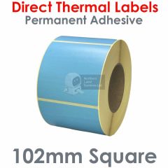 Blue labels 102mm square direct thermal
