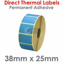 Blue labels 38mm x 25mm direct thermal