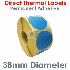38mm diameter blue labels direct thermal