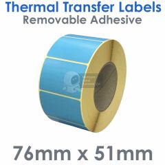 Blue thermal transfer labels with removable adhesive