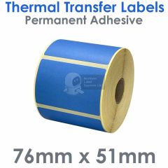 Blue labels 76mm x 51mm thermal transfer