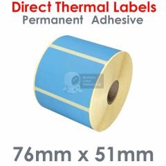 Blue labels 76mm x 51mm direct thermal