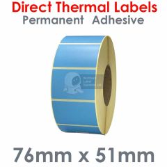 Blue labels 76mm x 51mm direct thermal