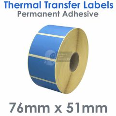 Blue labels thermal transfer 76mm x 51mm matt
