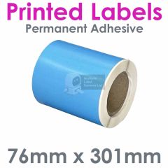 76mm x 301mm Blue Gloss Polypropylene Labels